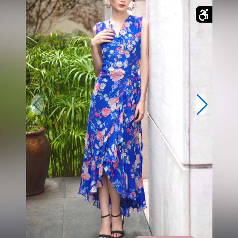 Yumi Kim Blue Floral High-Low Dress
